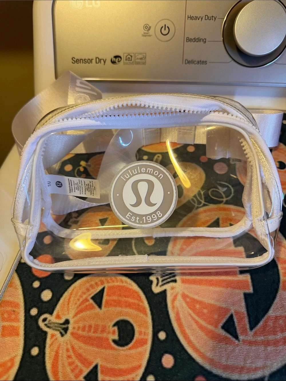 lululemon athletica Clear Cosmetic Bag with White Trim and Silver Logo